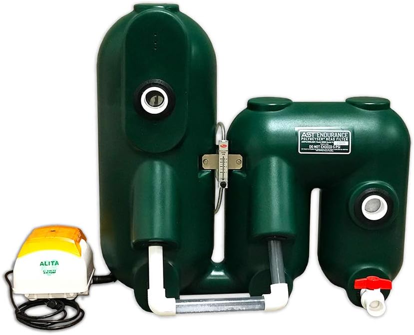AST Endurance 2000 Bead Filter, Advanced Pond Filtration Technology, Automatic Backwashing, Air Pump & Pond Media Included, Koi Ponds Up to 2000 Gal, Media Lasts Forever