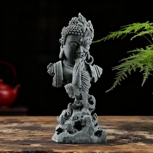 Estatua Zen Buda Doble Cara Piedra Verde miniatura 1