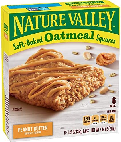 Nature Valley Soft-Baked Oatmeal Squares, Peanut Butter, 1.24 oz, 6 ct