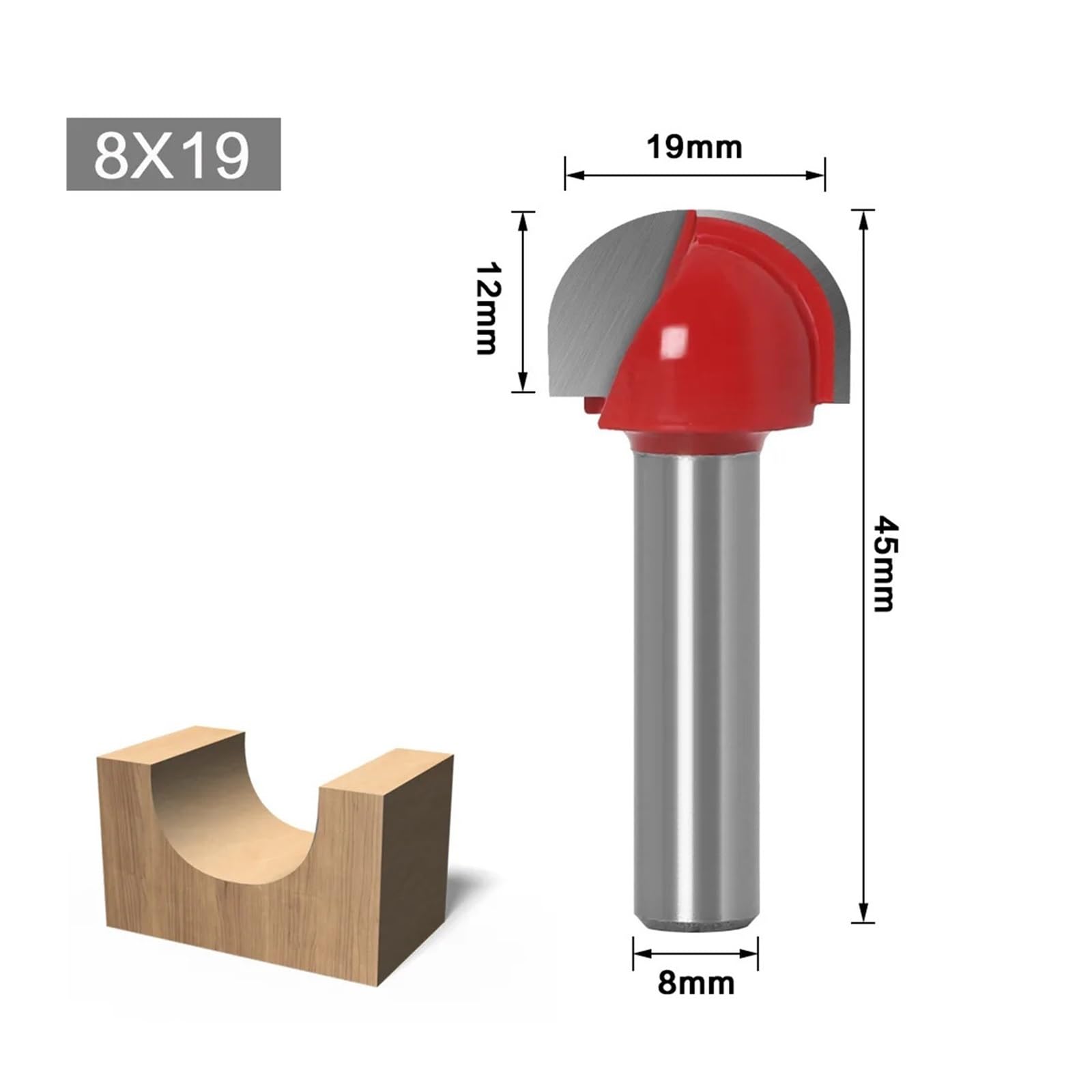 1/5 sztuk 8mm Shank narzędzia CNC węglika spiekanego okrągłe bity Cove rdzeń routera Bit frez kulowy do obróbki drewna(5 Pcs 8mm Set)