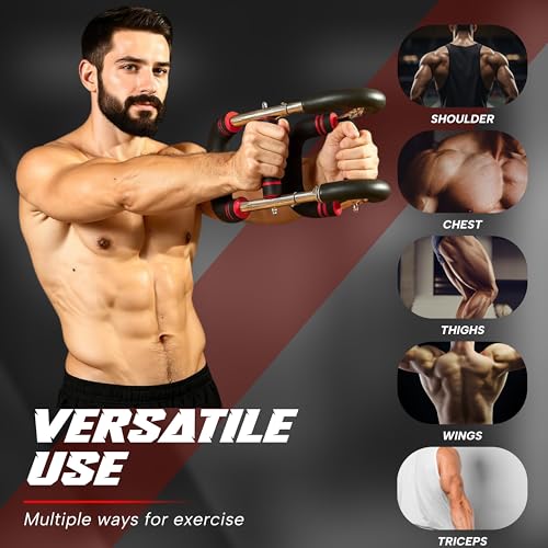 Twister Arm Trainer for Men and Women, Adjustable 5 Resistance Levels (33-120 lbs) Chest & Arm Workout Equipment with 4 Springs and Training Manual, Home Gym Strength Trainer with Anti-Slip Handles - Thumbnail 3