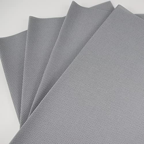 Image of KCS 4 pc of 12 inch x 18 inch 14CT Counted Cotton Aida Cloth Cross Stitch Fabric (Light Grey)