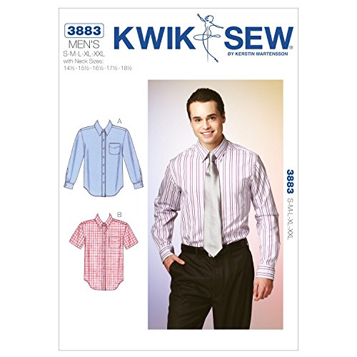 Kwik Sew K3883 Shirts Sewing Pattern, Size S-M-L-XL-XXL with Neck Sizes 14 1/2-15