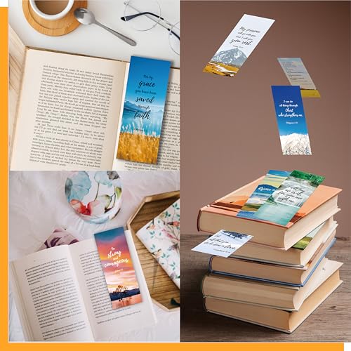 120 PCS Bible Bookmarks, 30 Designs Double Sided Printing Bible Verse Bookmarks with Full Scripture, Christian Motivational Bookmarks for Women Men Church Office Supplies, Book Lovers (2.4” x 6.1”)