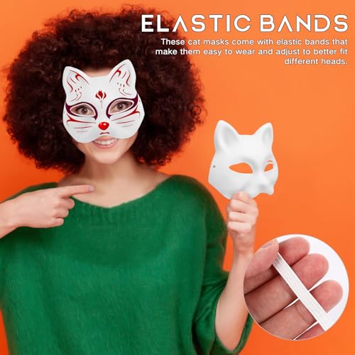 JOINPAYA 5Pcs Unfinished Blank Cat Mask: White Cat Paper Mask DIY Blank s Hand Painted for Masquerade Party - Image 4