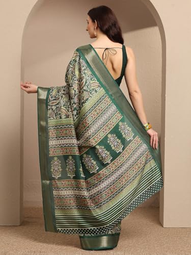 Image of Libas Printed Silk Blend Saree for Women With Unstitched Blouse Piece | Traditional Saree for Festive & Wedding