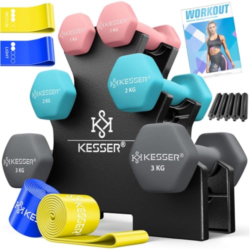 KESSER® Hantel-Set, 3 Paar, 1kg - 5kg, 12kg oder 18kg kurzhanteln mit...