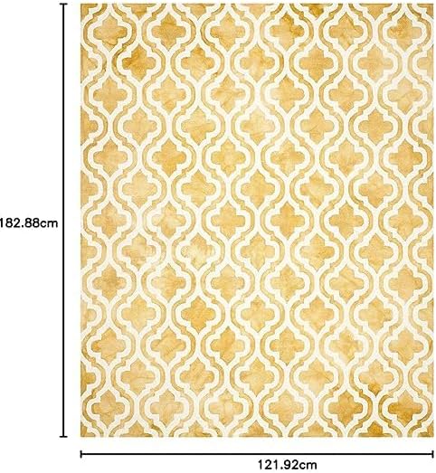 Yellow & White Geometric Area Rug – Modern Rugs for Living Room, Bedroom, Stylish Home Decor, Soft Contemporary Design-2.6X12 FEET