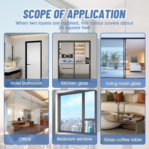 Image of Frosted Glass Paint Water-Based Windows Privacy Paint with Brush, Waterproof & UV Resistant Window Frosting Coating for Windows, Doors & Glass Surfaces DIY (300 G)