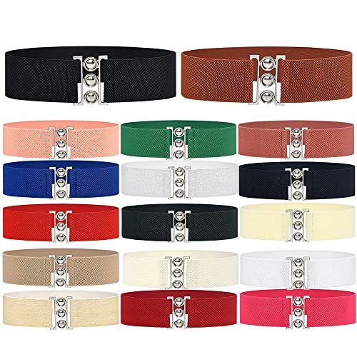 YOU&M Women's Elastic Stretch Wide Waist Belt Eye Buckle for Corset Shirts Dress Outside Girdle/Waistband Plus Size3