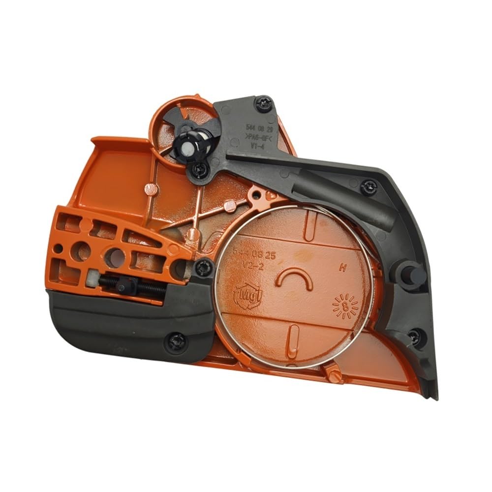 Tapa del piñón del Lado del Embrague con Conjunto de Freno de Cadena. Compatible con motosierras 445 y 450. Piezas de Repuesto 544097901 544097902