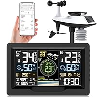 jely Stazione Meteo Professionale Wifi con App, Stazione Meteo con Sensore Esterno 7 in 1, 4 Luminosit&agrave; Regolabili, Termometro, Igrometro, Anometro, Pluviometro, Barometro, Previsione del Tempo