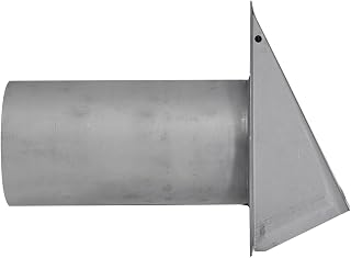 Lambro EC-3480GMS-11-PG 8-In., 26-Gauge Paint-Grade Steel Wall Exhaust Hood Vent with Damper, Wire Mesh Screen, and 11-In. Pipe, EC-3480GMS-11-PG