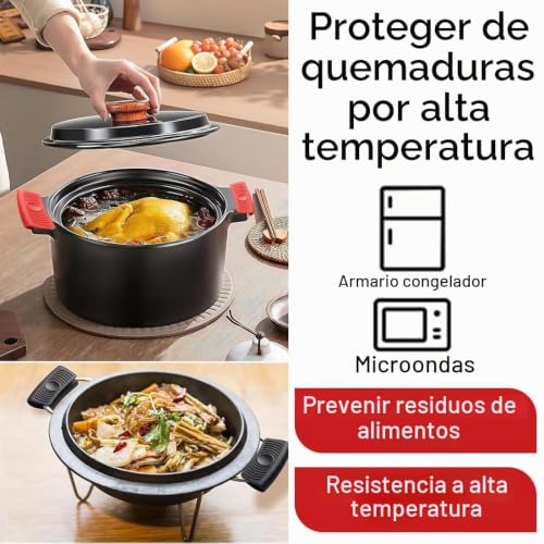 Miniatura 5 de Asas Para Ollas, 4 Piezas, Olla Caliente Para Mango De Asistencia Con Aislamiento Térmico Y Aislamiento Térmico, Antideslizante Agarraderas Cocina, Para Cuencos De Horno, Sartenes De Hierro Fundido