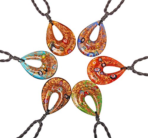 Ccsc-pec drop shape gold dust handmade glass pendant ne…