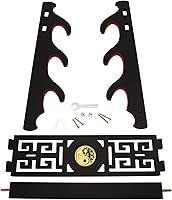 Vista 5 de Soporte de pared Katana para espada, soporte de pared de 3 niveles, icono de Tai Chi, terciopelo, acolchado, soporte de exhibición de espada