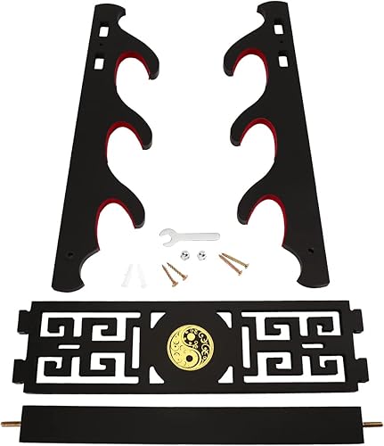 Miniatura 5 de GUIIYLGG Soporte de pared Katana para espada, soporte de pared de 3 niveles, icono de Tai Chi, terciopelo, acolchado, soporte de exhibición de