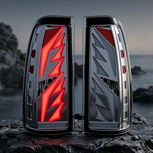 Image of Sequential Led Tail Lights Fit for 1999-2002 Chevy Silverado 1500 /2500,1999-2006 GMC Sierra 1500 /2500 /3500, Starting Animated Dynamic Turn Signal,Reverse Light,Brake Light,Rear Light Assembly, Clear B