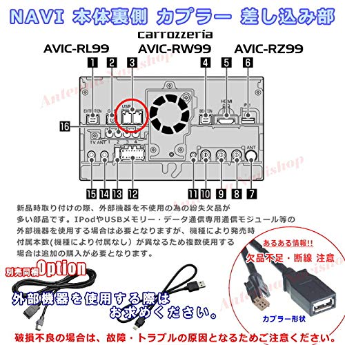 Amazon.co.jp: パイオニア カロッツェリア AVIC-RZ99 純正品 USB接続 