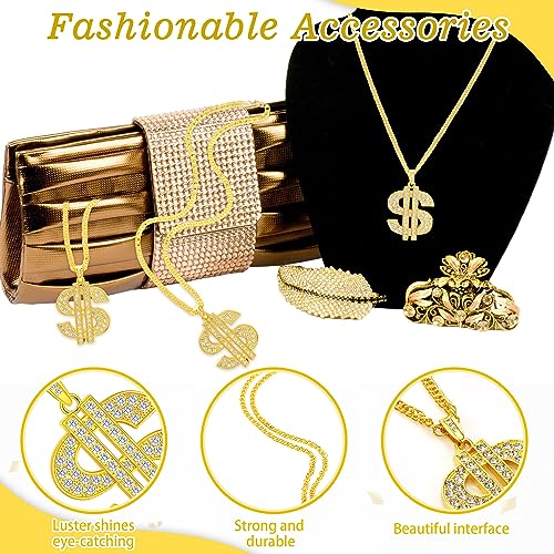 Yinkin Gold Chain Dollar Necklace with Dollar Sign Pendant Necklace for Men Hip Hop Rapper2