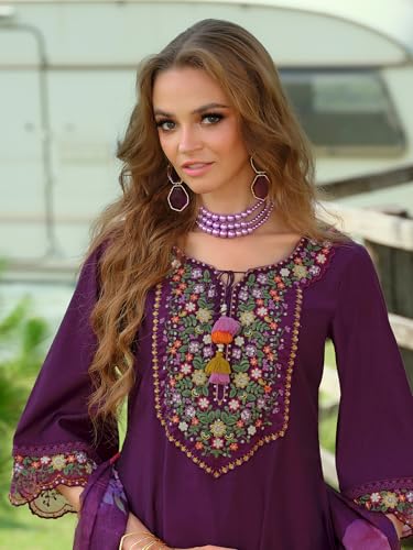 Image of INDO ERA Women's A-Line Silk Blend Floral Embroidered Kurta & Pant with Dupatta Set (IEOUT10970)