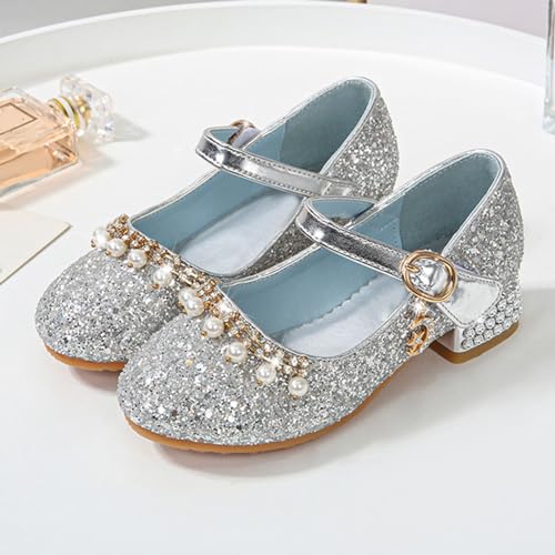 IWIHMIV Dress Up Princess Shoes for Toddler Girls Mary Jane Shoes for Girls with Low Heel Flower for Wedding School Party4
