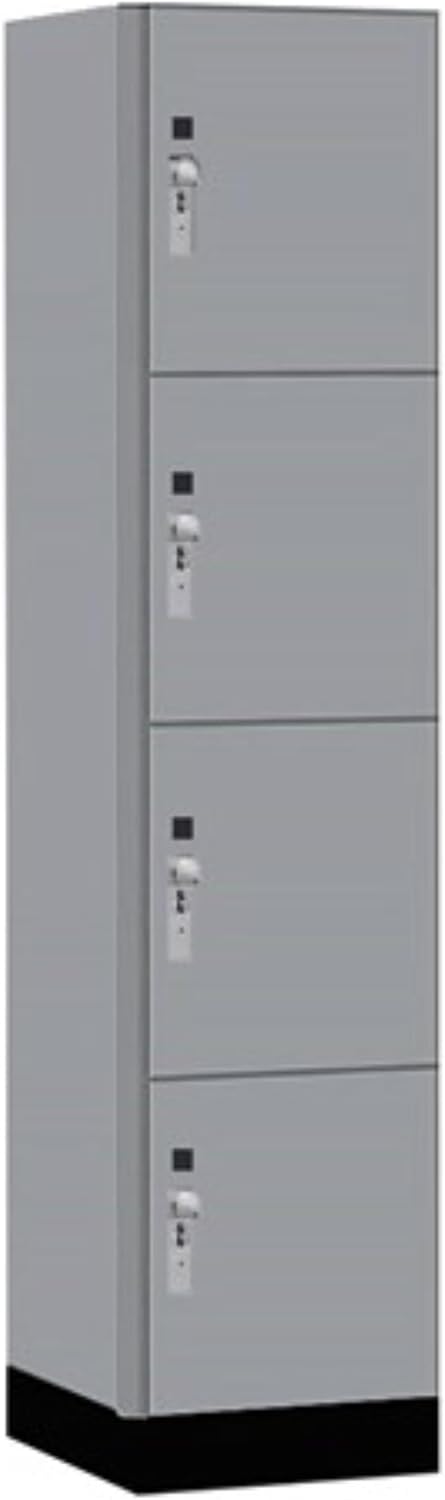 Salsbury 18" Wide Premier Wood Locker-Four Tier-1 Wide-6 Feet High-18 Deep-Winter Fog-Silver Hasps