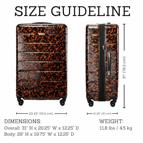 Image of Ricardo Beverly Hills Cambria Hardside Luggage | Stylish Suitcase with Wheels for Effortless Travel, Expandable and Secure TSA-Locked Packing 29-inch Large Checked (Tortoise, Checked Large 29-Inch)