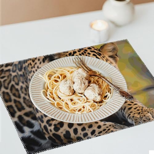 Sets de table en toile léopard lavables pour protéger les tables en bois - 7