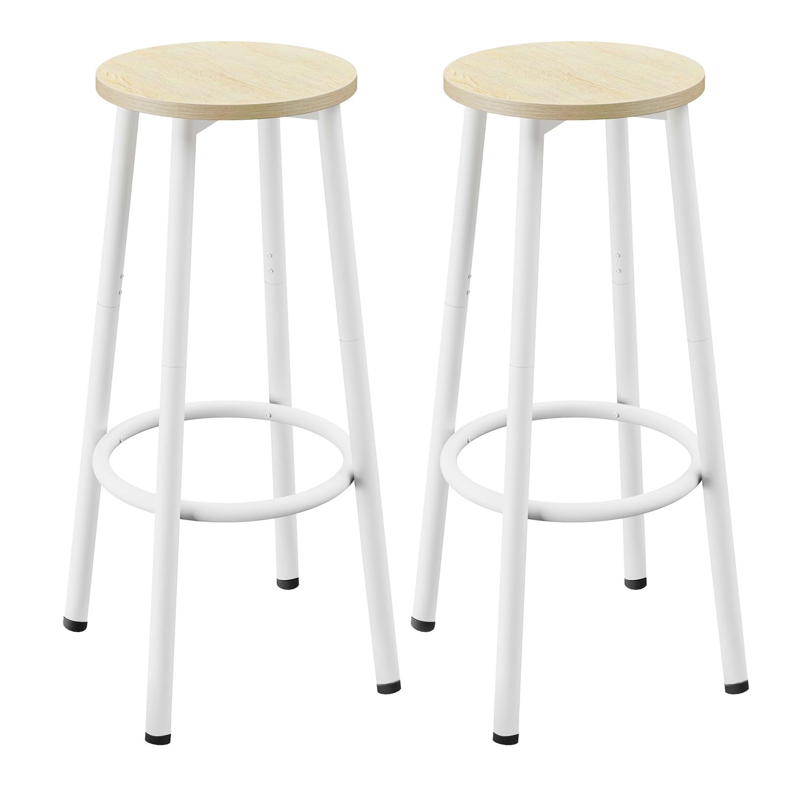 YMYNY Juego de 2 Taburetes de Bar, Taburete de Encimera de Cocina con Reposapiés, Estilo Industrial, Adecuado para Cocina, Restaurante, Sala de Fiestas 30×30×64CM Color Natural HBS512R
