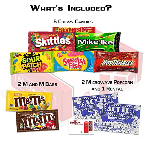 Redbox Movie Night Care Package Popcorn, Candy, Movie Rental For College Students, Easter Treats, Gift Ideas, Birthday, Date Night, Employees, Corporate Gifts, Finals (10 Items) From Snack Box #TOP1