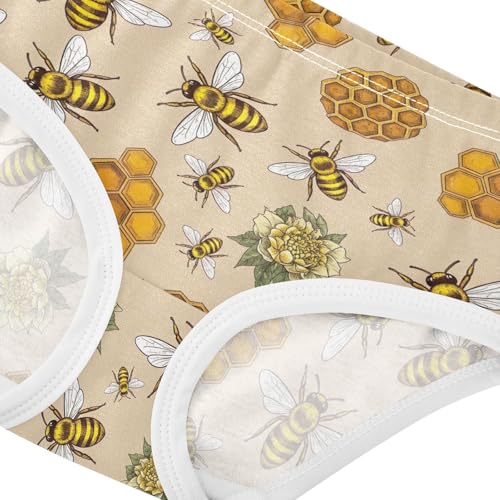 Joisal Vintage Flowers Bees Panties Little Girl Toddler Underwear Floral Cotton Personalized Kids Briefs Undies 2t4