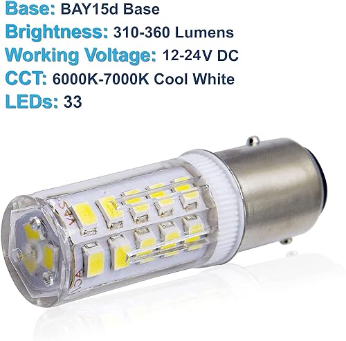 Pack de 4 bombillas LED HQRP BAY15d Blanco Frío miniatura 3