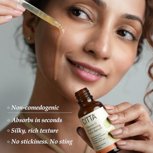 Image of CITTA 12% Vitamin C Brightening Face Serum - For Oily, Combination & Acne-Prone Skin - With Hyaluronic Acid, Promotes Glowing Skin - Fights Dark Spots, Pigmentation & Uneven Tone - Non-Comedogenic, Dermatologically Tested - 30ml