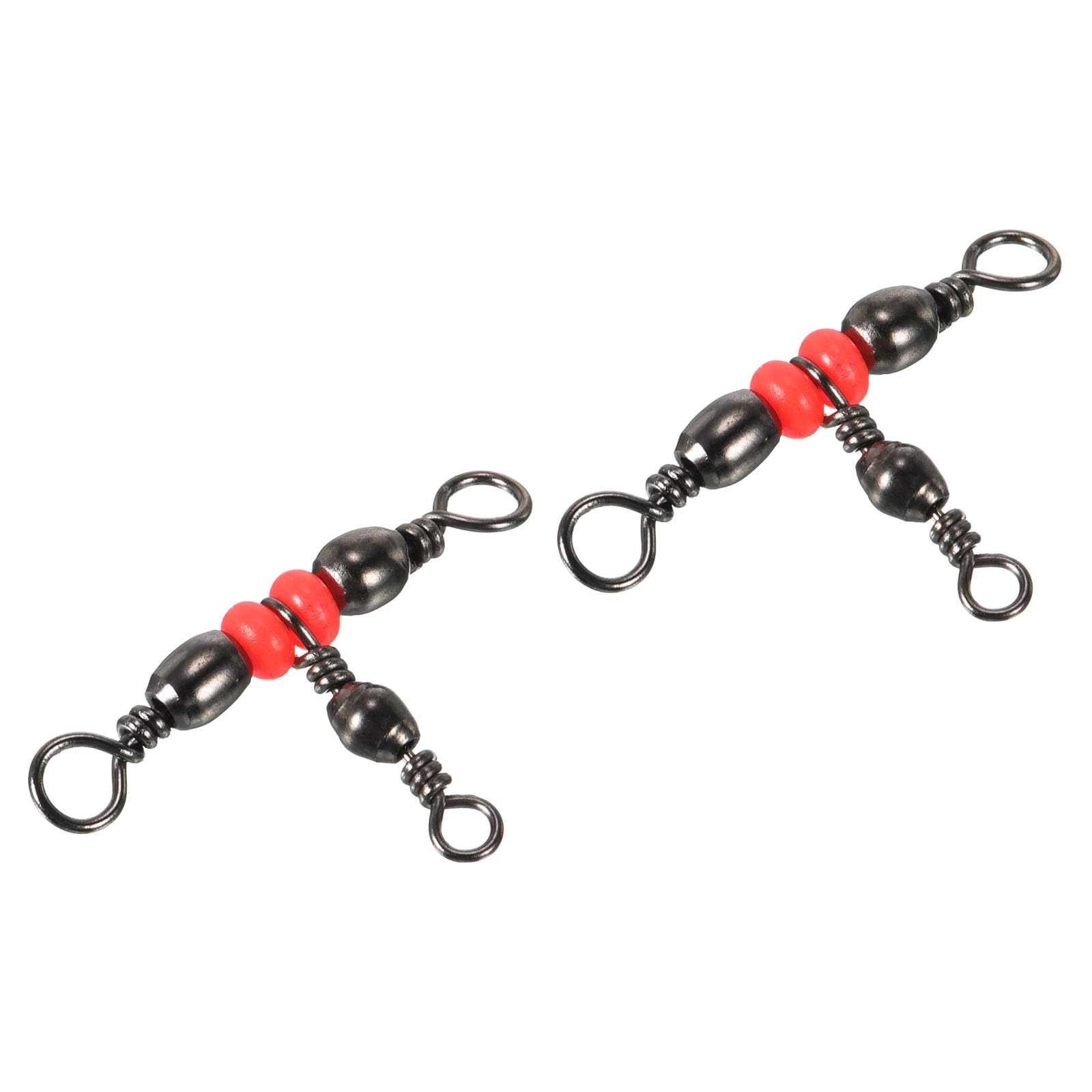 PATIKIL 3 Way Swivel, 60Pcs 41lb Stainless Steel Cross Line T-Turn Triple Barrel Terminal Tackle for Saltwater Freshwater Fishing, Black