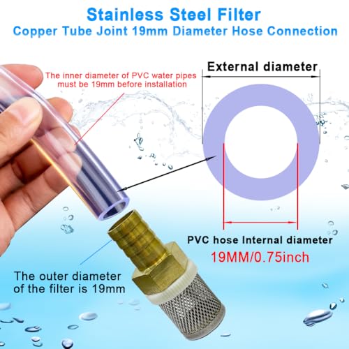 Image of Stainless steel filter copper tube joint 19mm diameter hose connection, garden, swimming pool, fish tank hose filter, Suction Strainers Used to Remove Debris and Reduce Solid Entry(19mm)
