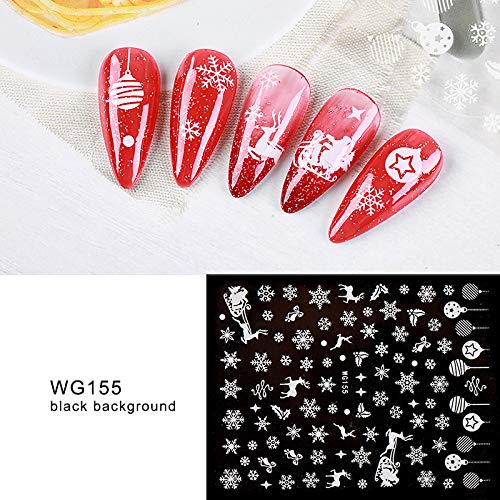 Macute Snowflake Nail Art Stickers 3D Christmas Theme Nail Tips Decals 6 Sheets Christmas Snowflakes Deer Leaf Designs Adhesive Foil Sticker for Manicure Polish Decorations Acrylic Nails Supplies