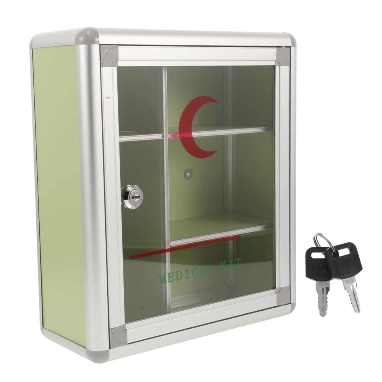 Amosfun 1 Juego Botiquín De Pared Contenedor Cerrable De Botiquín con Cerradura Organizador De Botiquin Tablero De Densidad y Aleación De Aluminio.