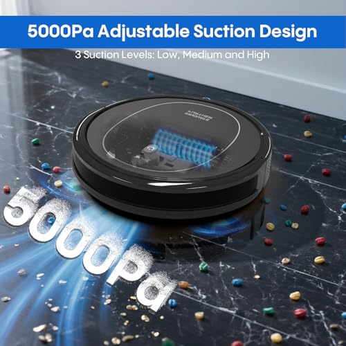 Image of Robot Vacuum and Mop Combo, 5000Pa Self-Charging Robotic Vacuum Cleaner with Smart Obstacle Avoidance, 3-in-1 Robot Vacuum with Alexa & App Control, Quiet, Slim, Ideal for Pet Hair, Carpet and Floors