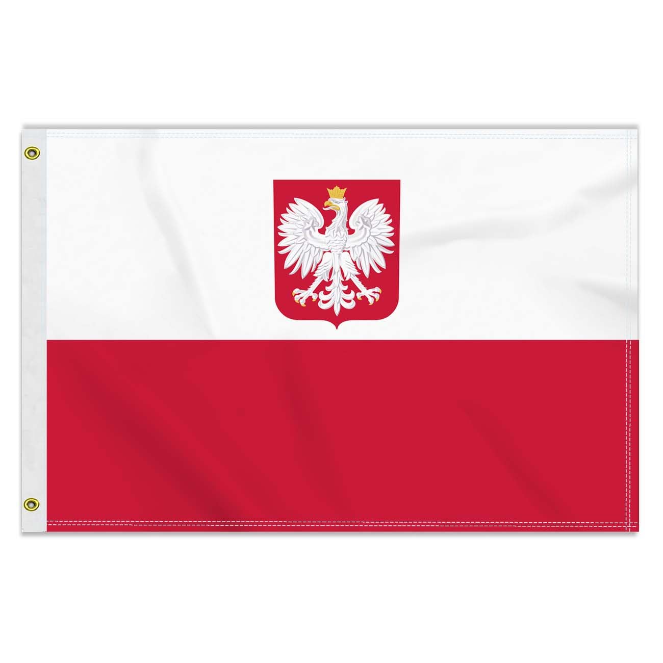 2×3 FT Polish Eagle Flag, Medium 60×90 CM 150D Polish Eagle Outdoor Banner,Decor Garden With Brass Gromment
