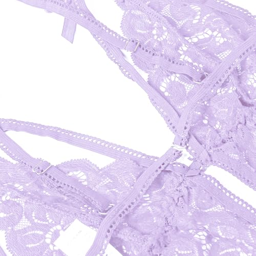 Image of Donnalla Women's Deep V Lace Teddy One Piece Lingerie Cutout Strappy Lingerie