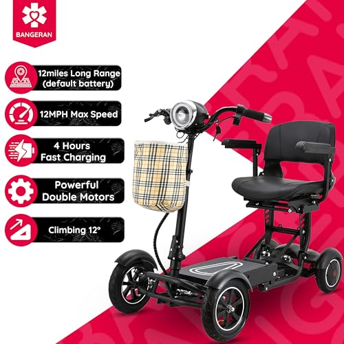 Image of Dragon Mobile EX 25 Miles Long Range 4-Wheel Folding Electric Scooter, Exclusive Large Seat, Portable Travel Scooter for Adults Seniors - Matte Black (Matte Black)