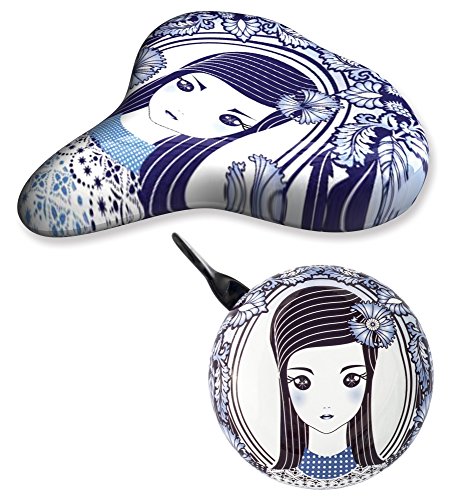 Liix Sattelbezug & Fahrradklingel Set Beauty, Catalina Estrada Girl Blau, LiixBeauty