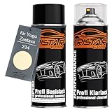 TRISTARcolor Peinture voiture Kit bombes de peinture pour Yugo/Zastava 234 Sahara Beige/Sahara Bez Peinture de base vernis clair aérosol 400 ml