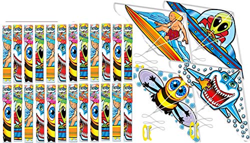 JA-RU Large Delta Kite (36 Kites Assorted) Easy to Assemble Colorful Plastic Art Kites Flying Toys for Kids. Outdoor Activities, Summer Toys & Beach Essentials. 9871-36p