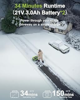 DEGGE Electric Cordless Snow Shovel, 2X 3.0Ah/ 21V/ 12-Inch Battery Snow Blower with Directional Plate & Adjustable Front Handle, Snow Removal for Driveway Sidewalk, Steps, Patio (Charger Included)