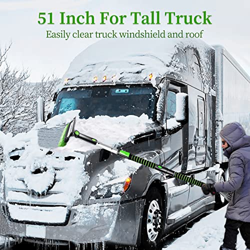 Seaaes 51 Inch Ice Scraper And Snow Brush With Squeegee, Extendable Snow Ice Removal With Foam Grip For Windshield Suv Truck Vehicle Window #TOP1