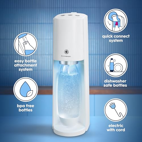Image of SodaStream E-TERRA Sparkling Water Maker (White) with CO2 and Carbonating Bottle