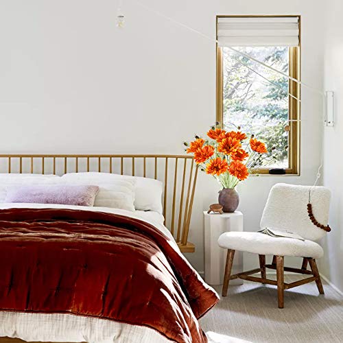 Ailanda 10Pcs Fall Artificial Flowers Gerbera Daisies With Stem Orange Silk Flower Arrangement For Home Kitchen Autumn Party Wedding Greenery Fireplace Table Centerpieces #TOP6