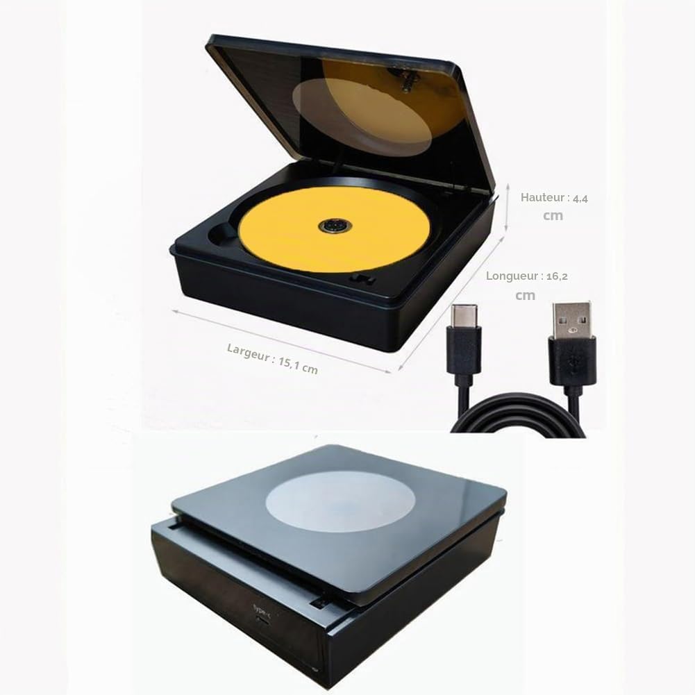 Lecteur CD Externe de Voiture, Lecteur DVD avec Connexion USB, qualité Audio sans Perte, Lecteur CD Portable pour Voiture, Design PC Compact pour systèmes de Navigation Android